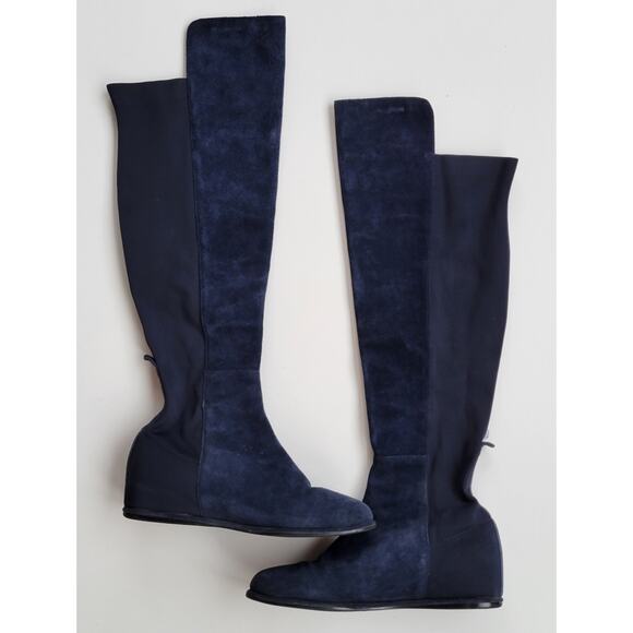 Stuart Weitzman MainLine Knee High Wedge Suede Size 38 7.5 - Picture 2 of 11